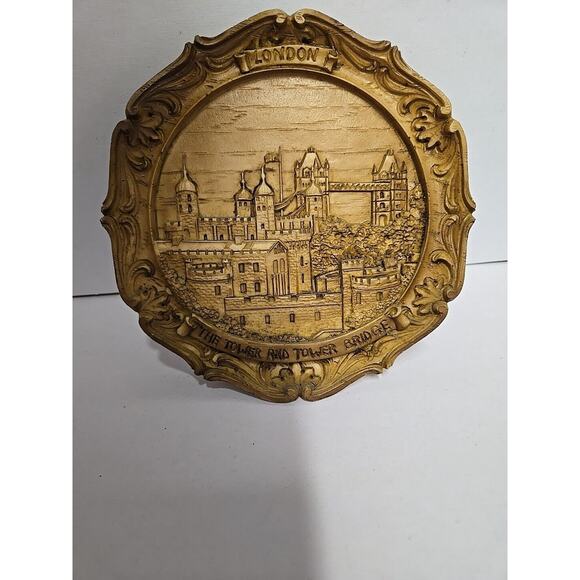 VINTAGE London The Tower And Tower Bridge Plaque Wood Decorative Wall Hanging 3D - Picture 2 of 10